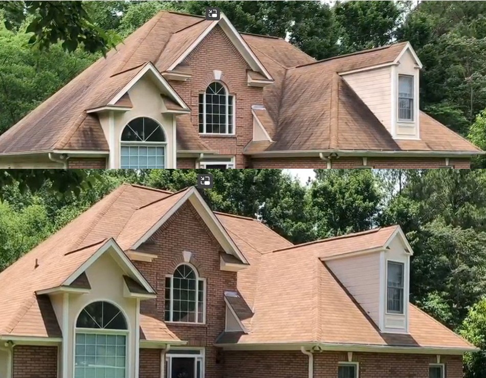 roof soft washing before and after